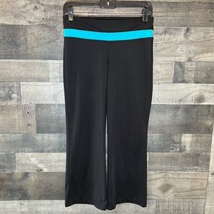 Black with Blue Fila Cropped Yoga Pants